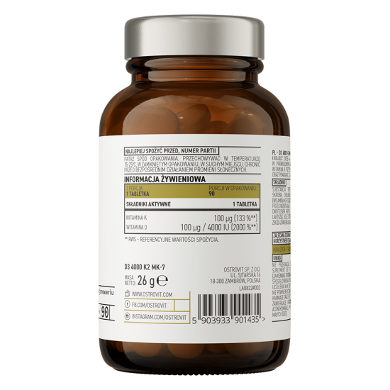 OstroVit Pharma D3 4000 МЕ + K2 MK-7, 90 таблеток